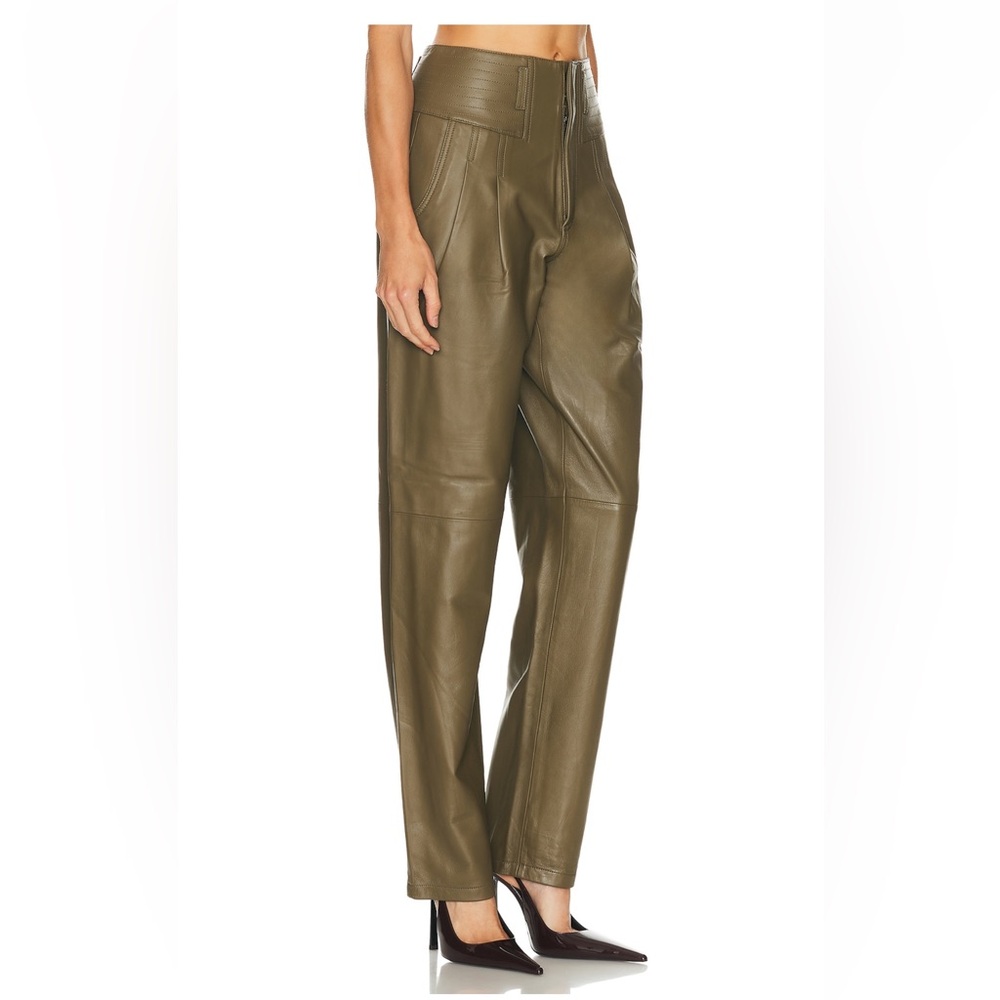 Ronny Kobo Olive Green Real Leather Pants - Picture 6 of 6